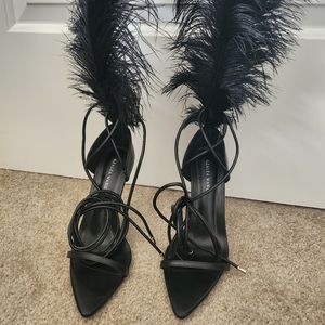 Azalea Wang faux feather heels